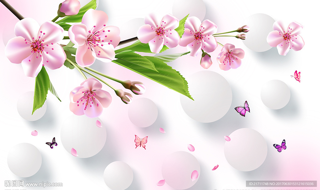 梦幻紫色花卉圆球电视背景墙