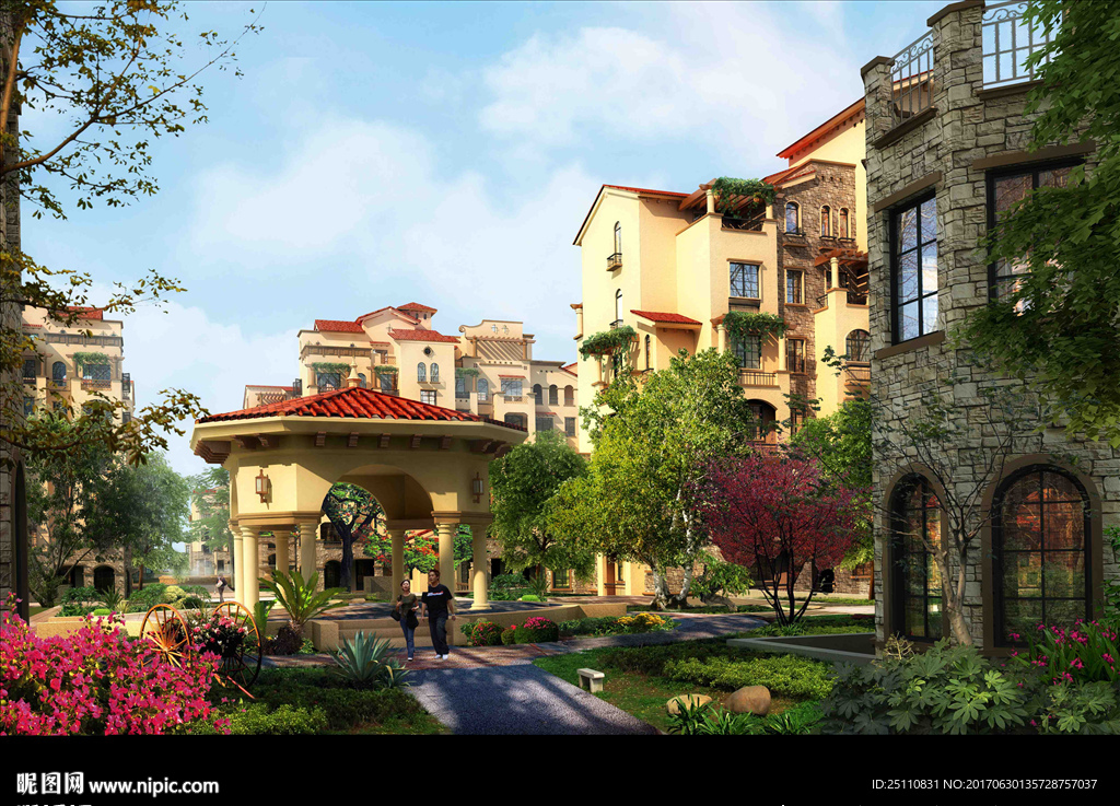 别墅花卉景观图