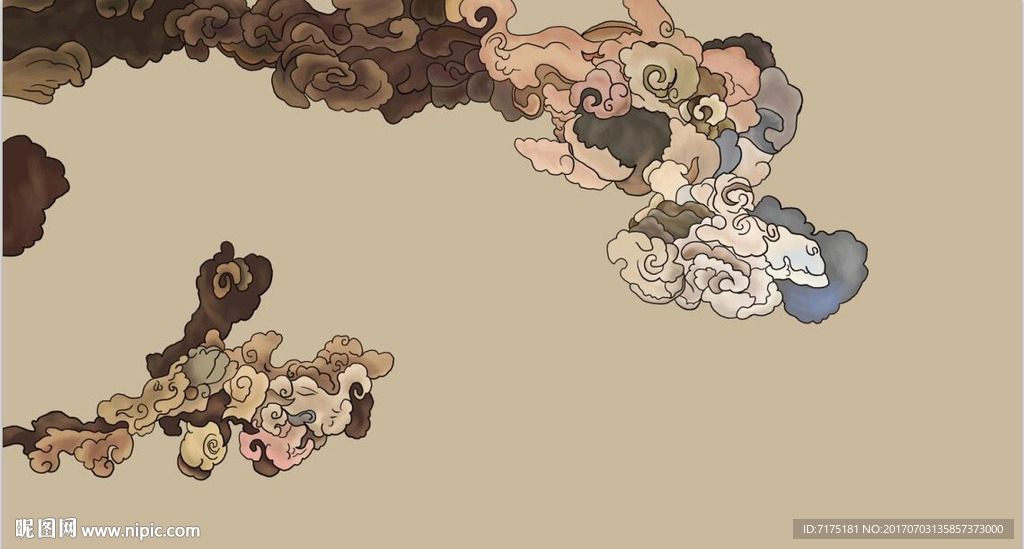 手绘祥云背景墙