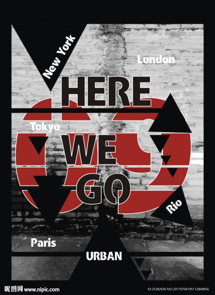 新款T恤印花图案几何数组合图案