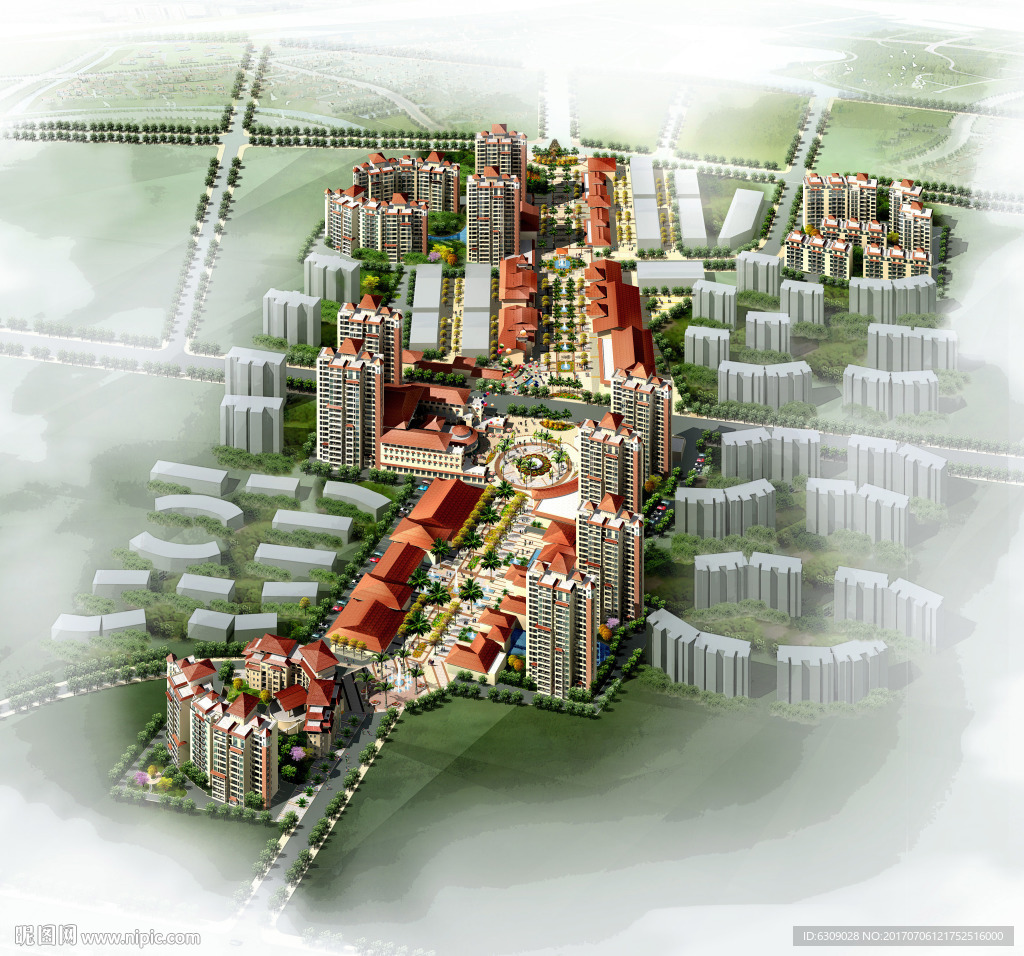 建筑鸟瞰效果图