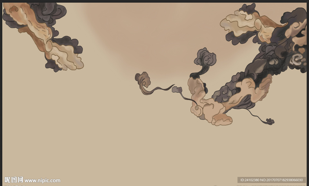 新中式手绘祥云仿古背景