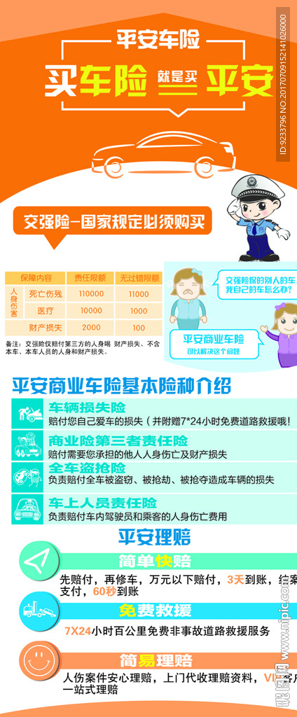2017平安保险车险展架