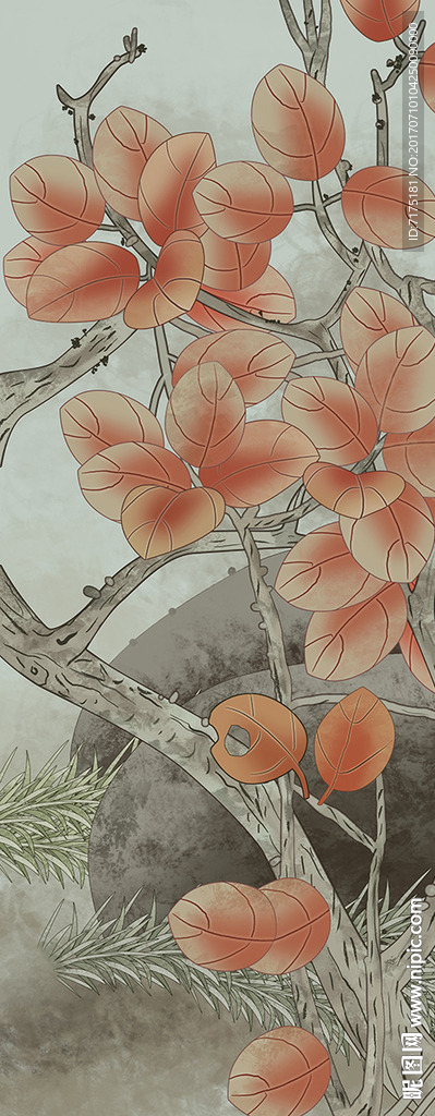 手绘工笔背景墙