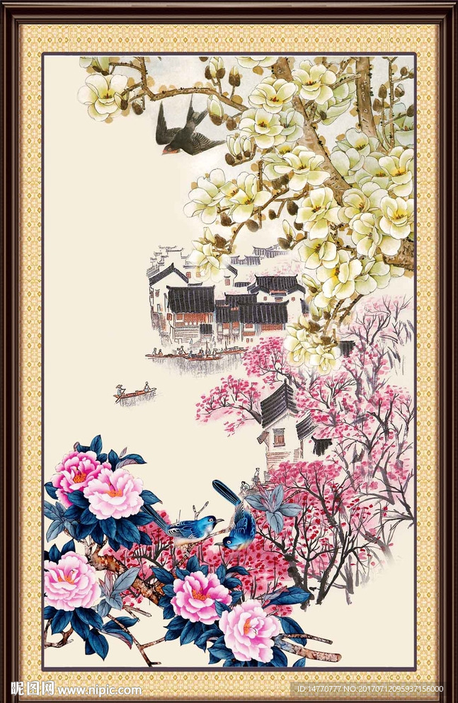 花鸟江南图