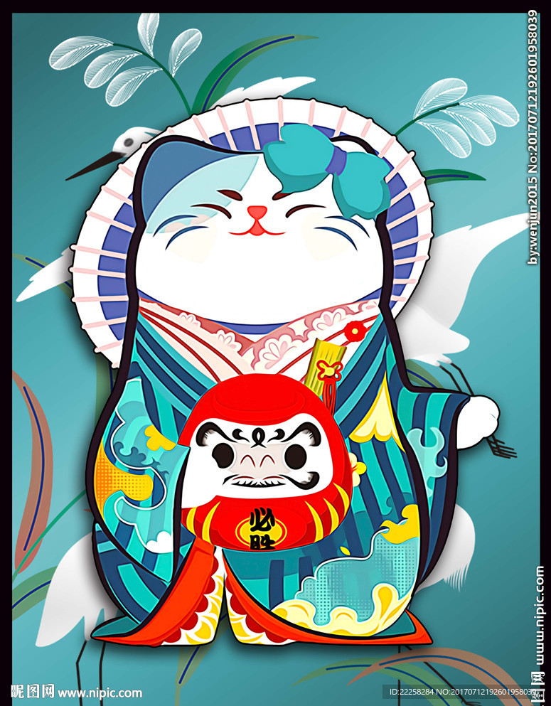 招财猫卡通插画