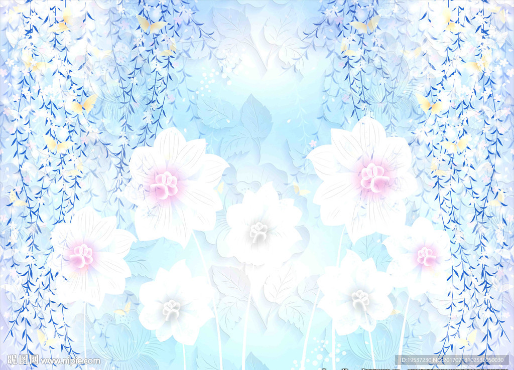 梦幻花卉背景墙