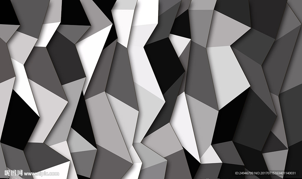 3D时尚抽象黑白灰背景墙