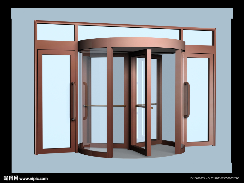 玫瑰金  铜旋转门效果图图片