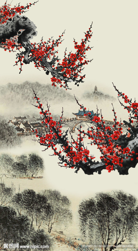 国画梅花玄关