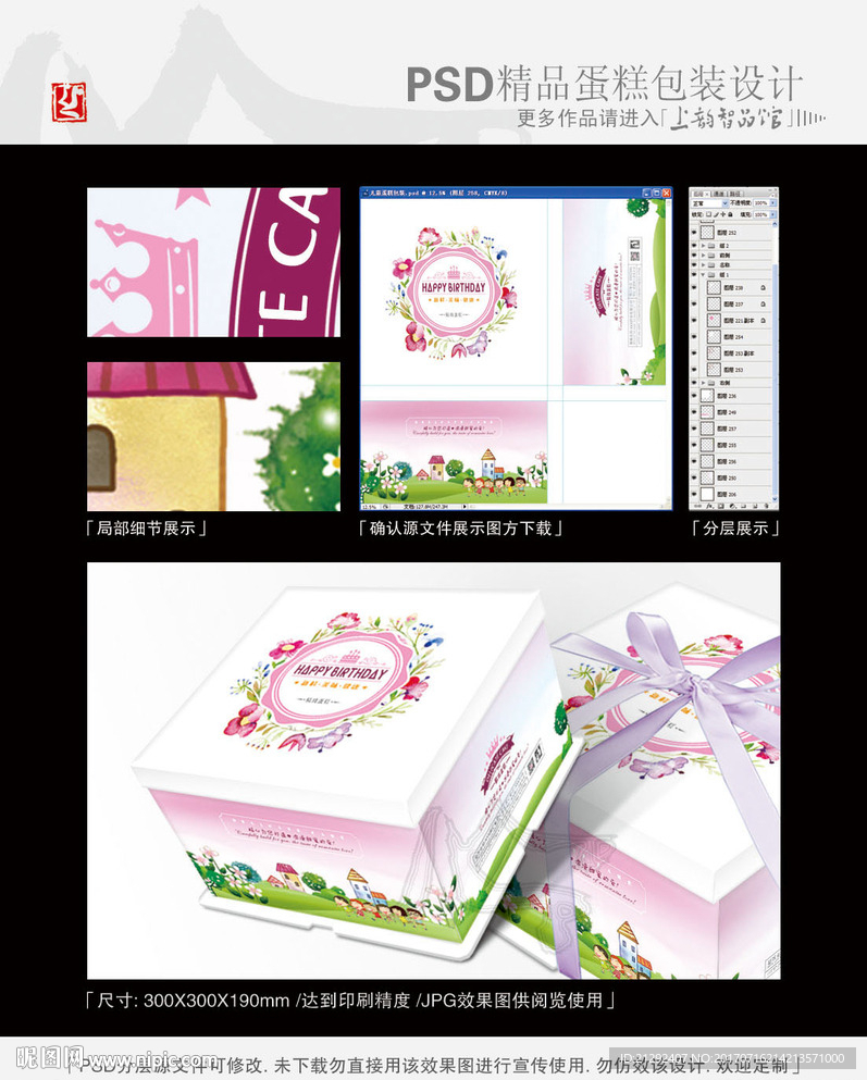 儿童蛋糕包装平面分层图