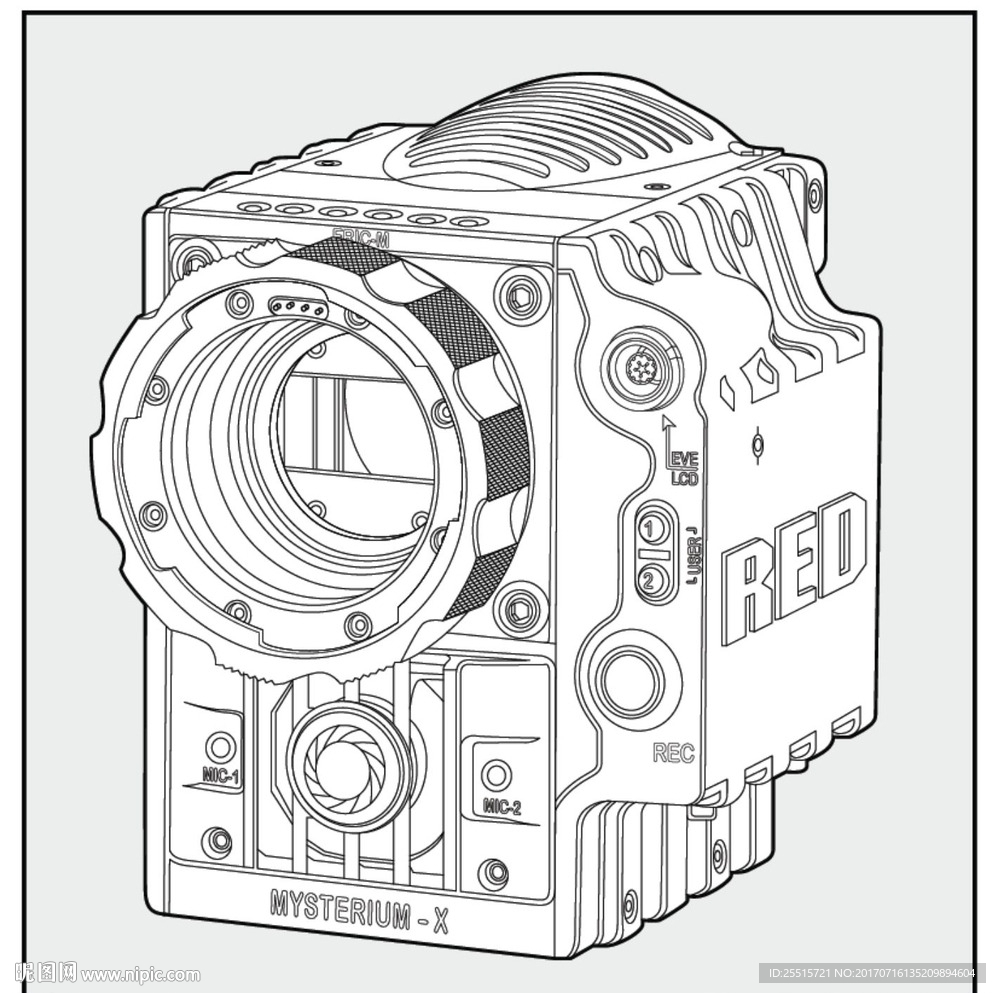 手绘线条像机矢量素材