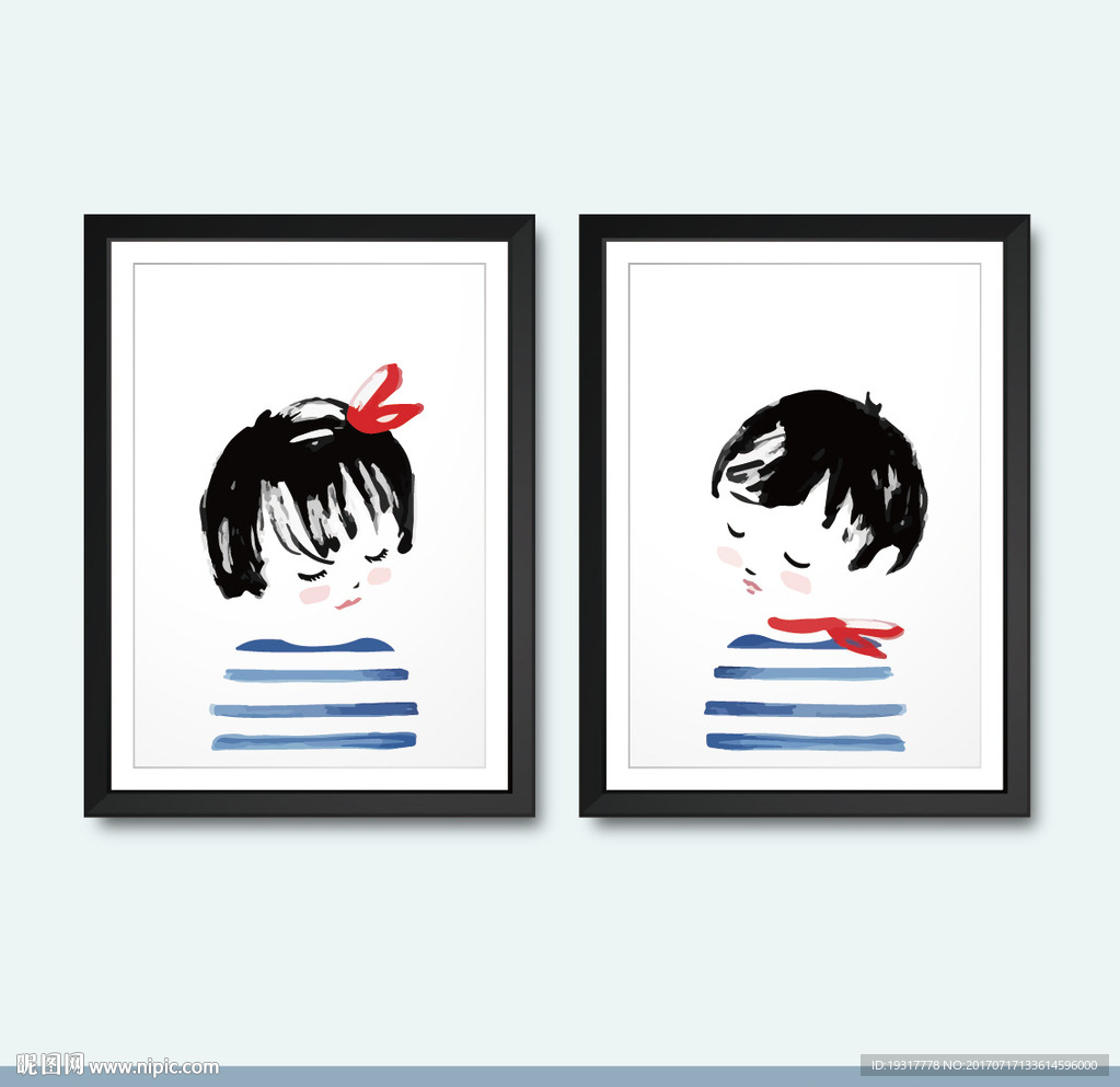 北欧简约人物手绘 装饰画