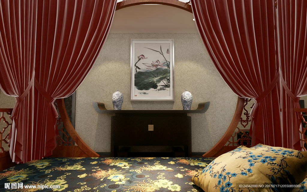 中式卧室效果图