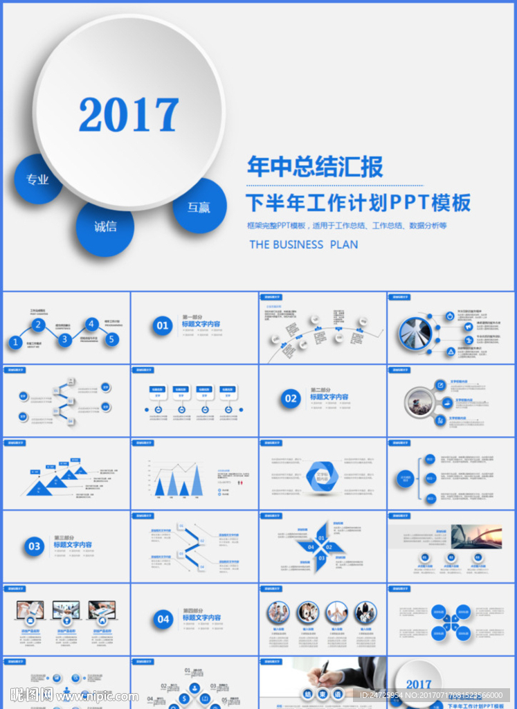 商务年中总结工作汇报PPT