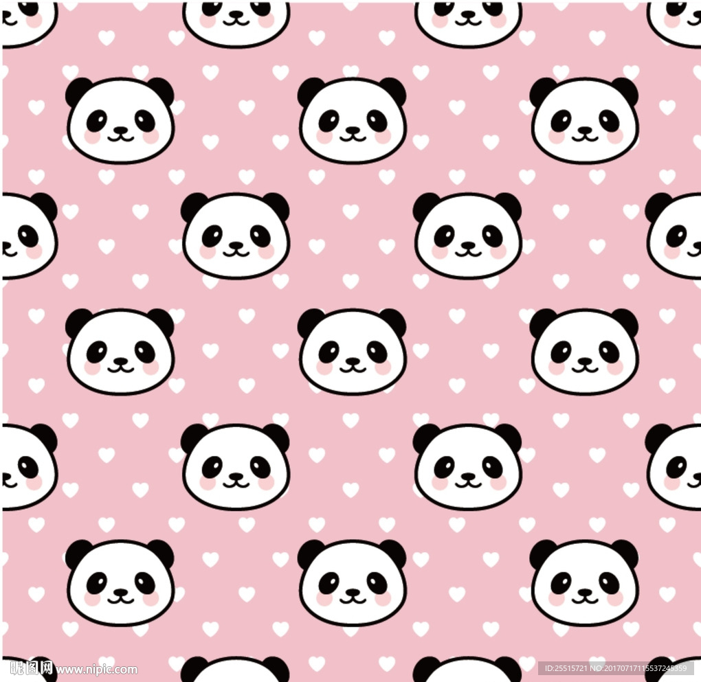 熊猫卡通印花背景