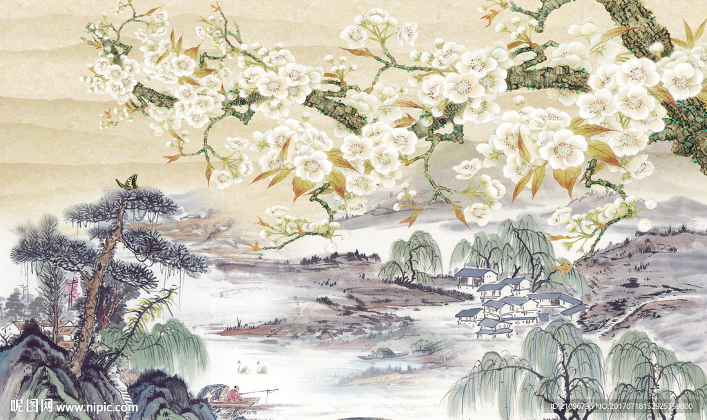 花鸟背景墙