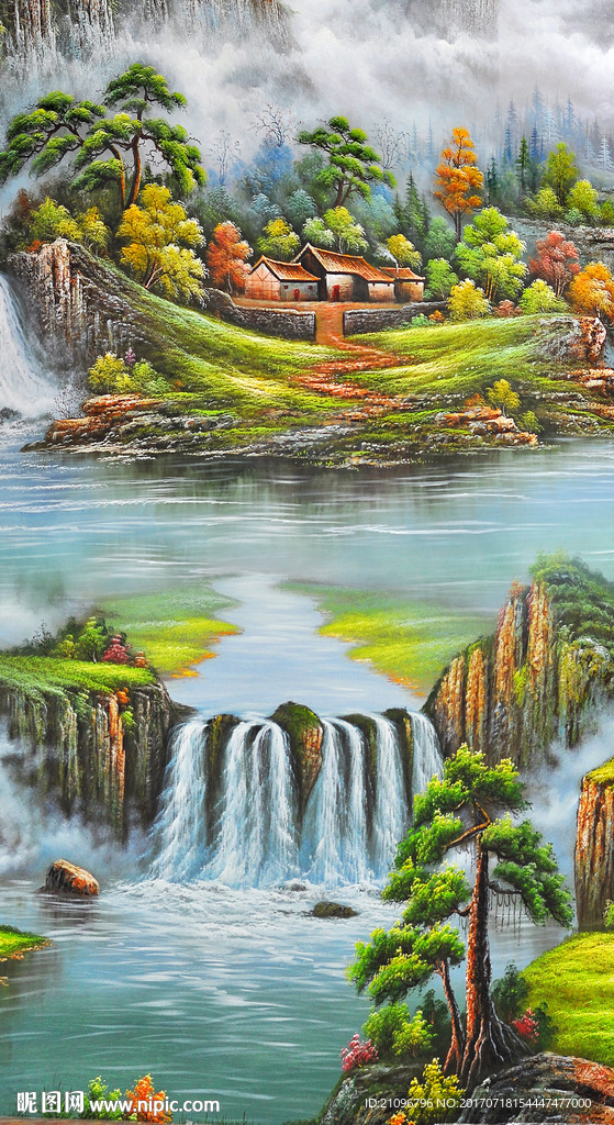 油画山水玄关