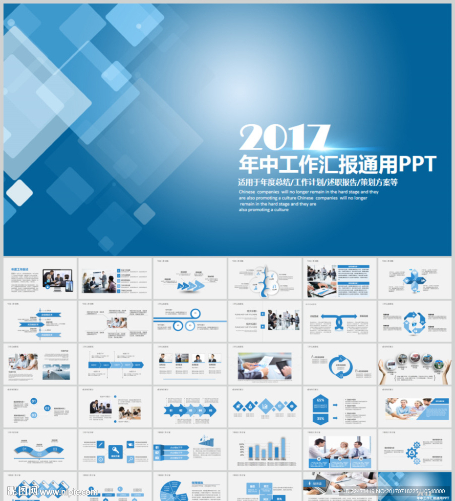 商务年中总结工作汇报PPT