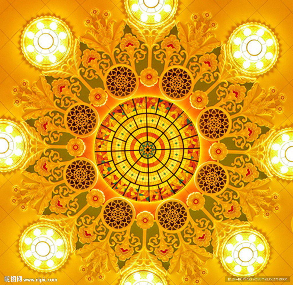 欧式花纹豪华宫殿吊顶天花