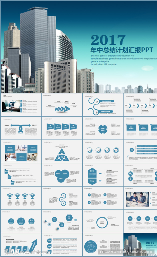 商务年中总结工作汇报PPT