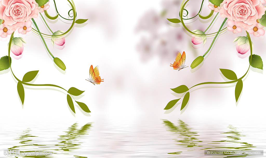 3D立体现代时尚花卉电视背景墙