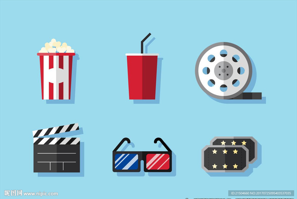 精致矢量彩色电影院图标