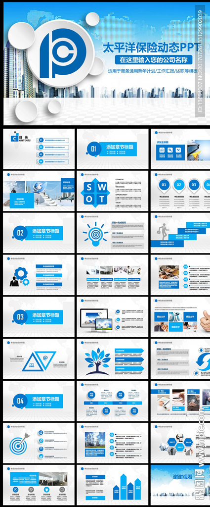 平洋保险总结报告PPT模板