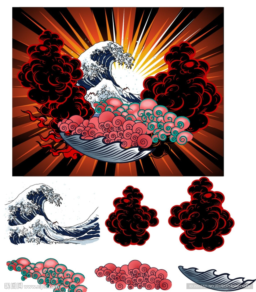 日本风海浪矢量图