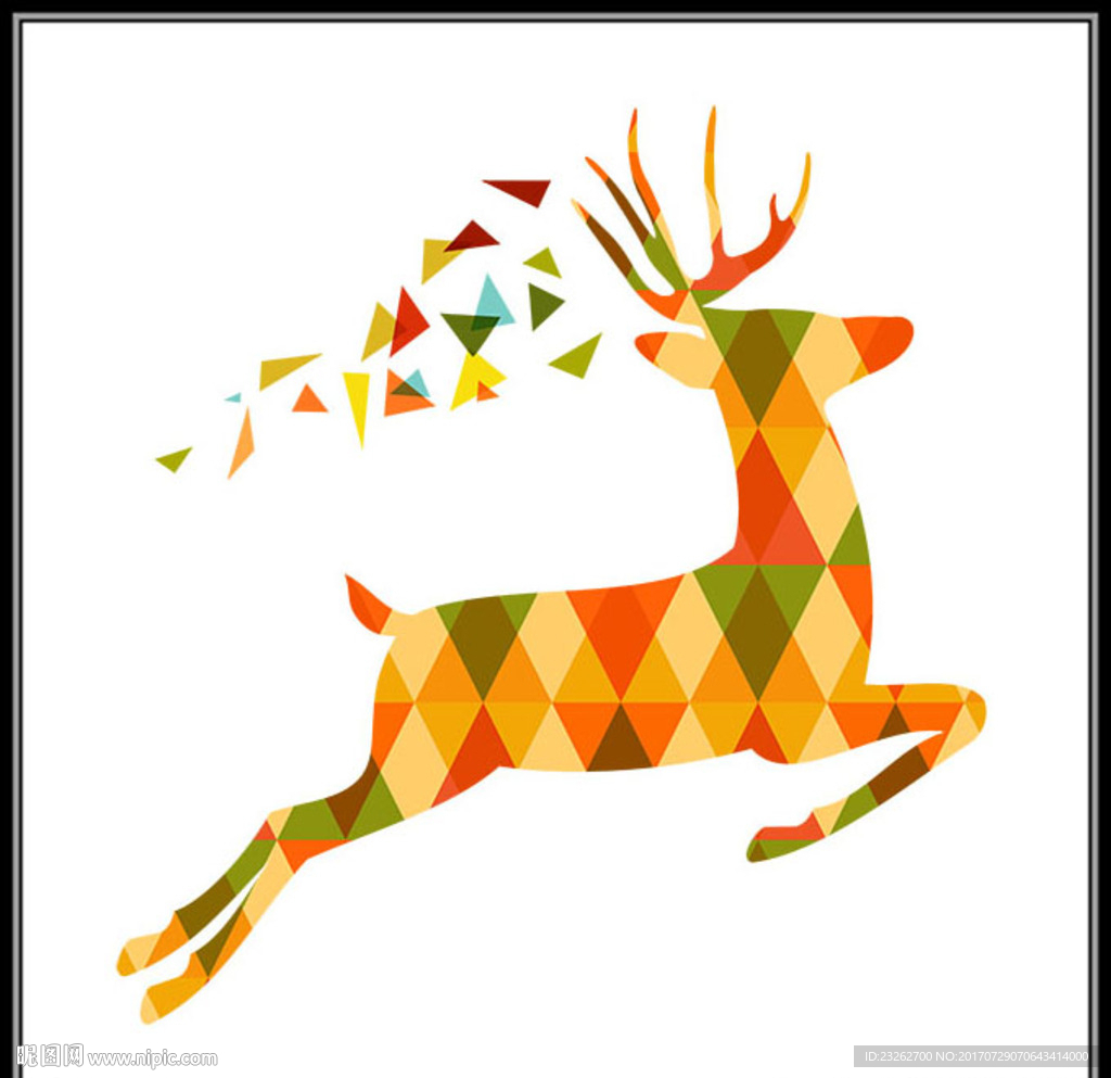 简约时尚圣诞鹿装饰画