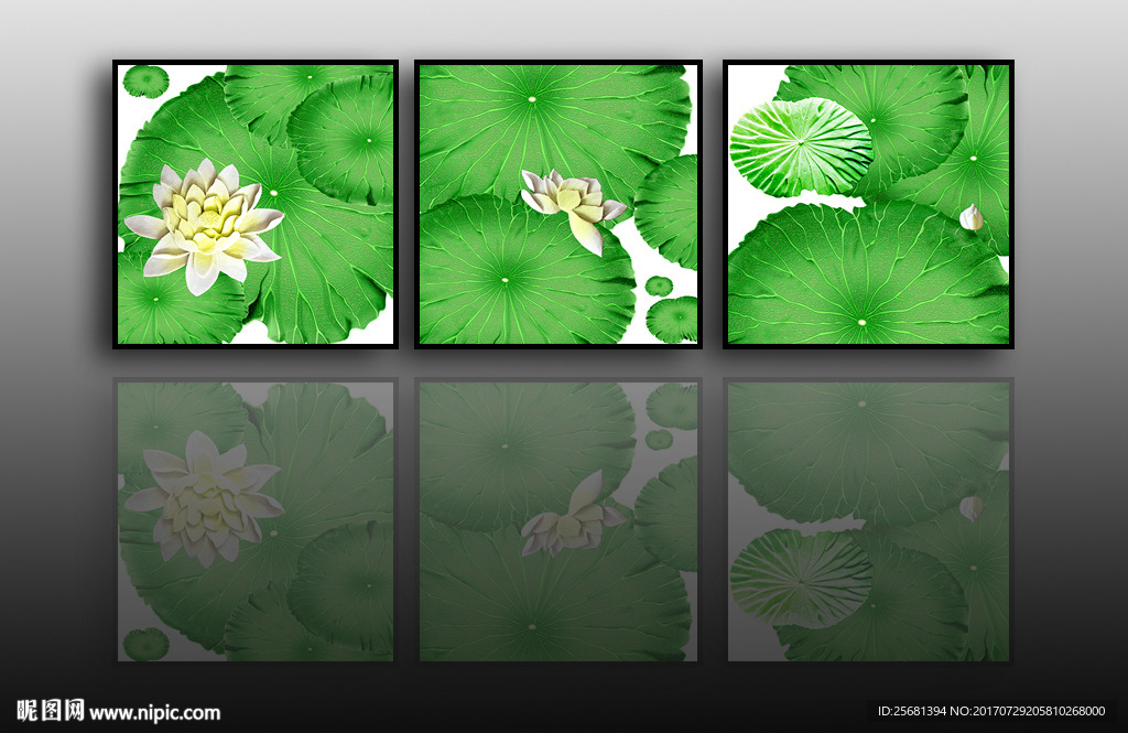荷花浮雕装饰画