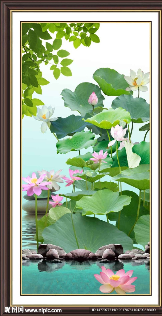 荷花竖幅图