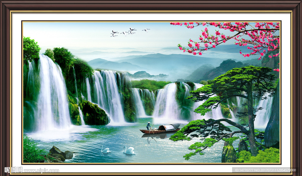 山水风景迎客松