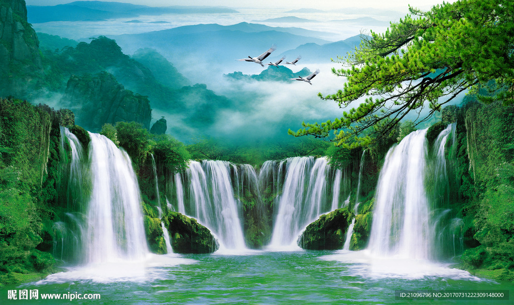 山水风景电视背景墙