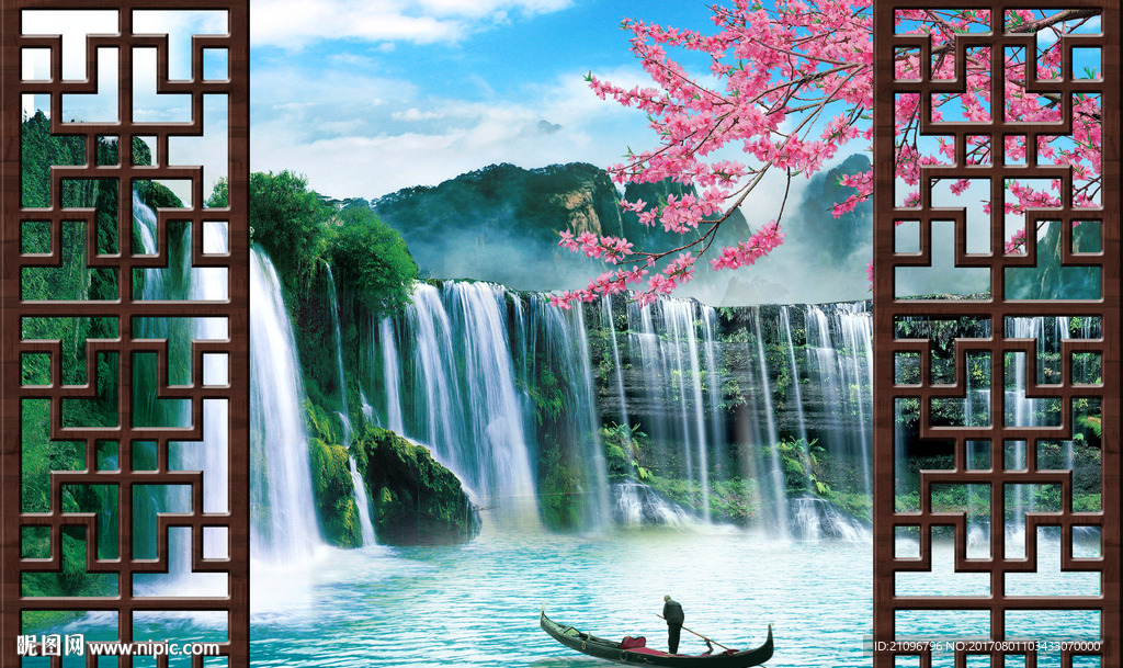山水风景背景墙