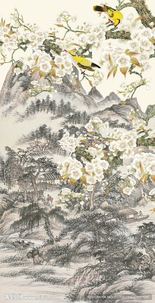 国画花鸟玄关