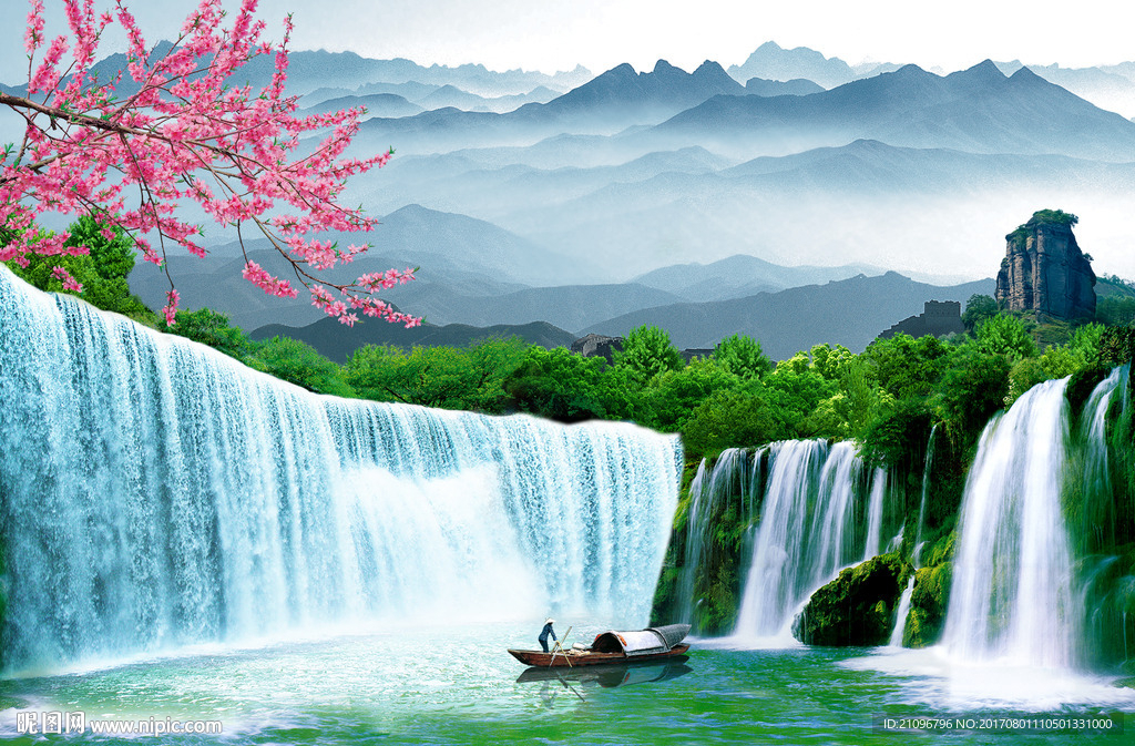 山水风景背景墙