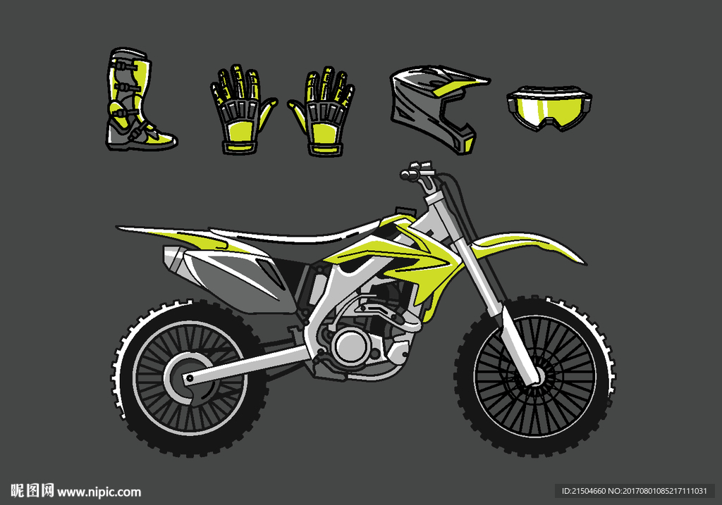 精致矢量彩色越野摩托图标