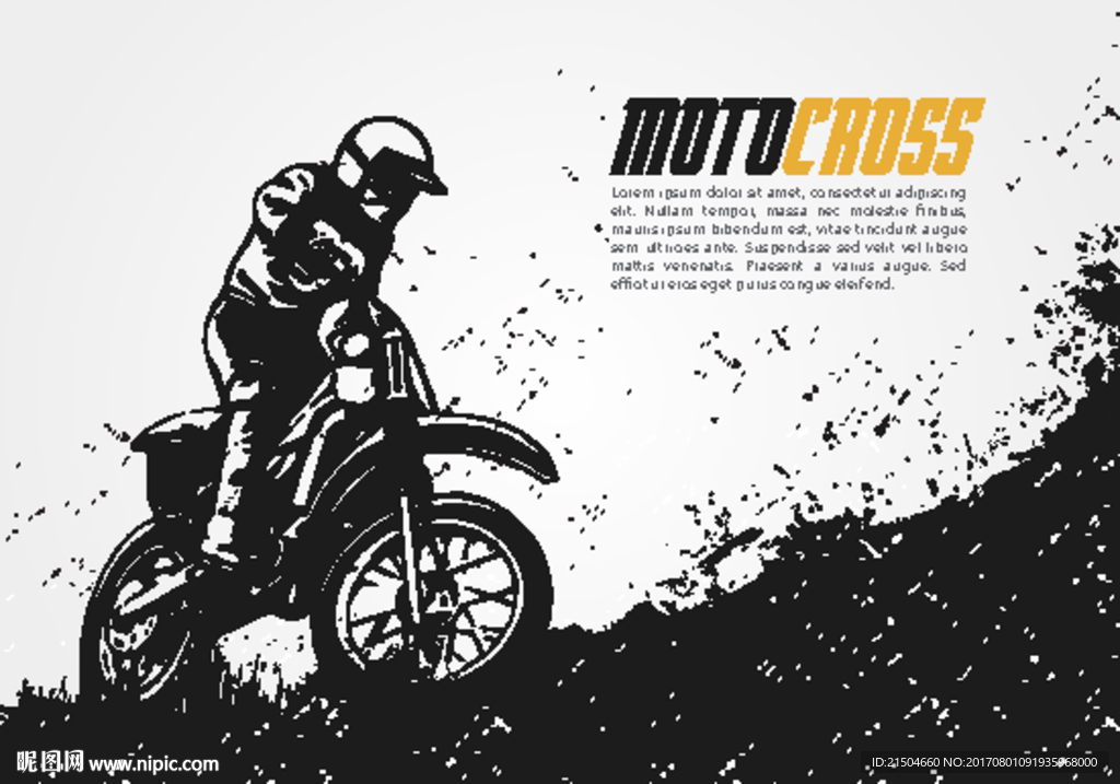 精致矢量越野摩托比赛场景插画