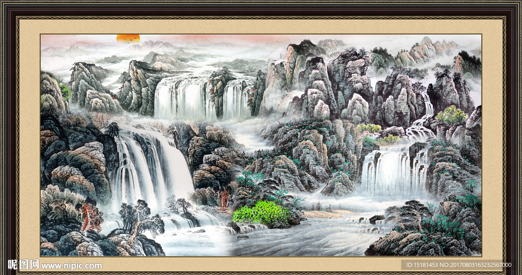 国画山水财源滚滚