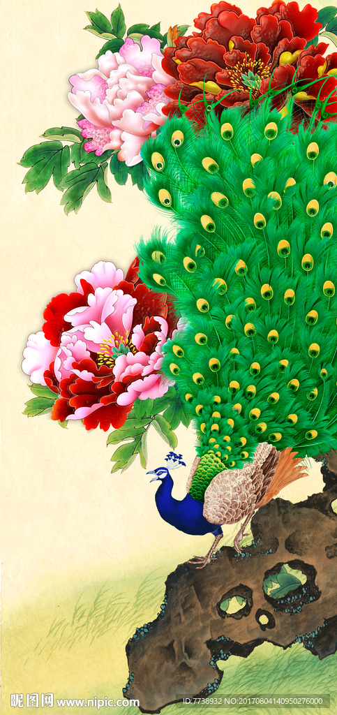 孔雀牡丹图