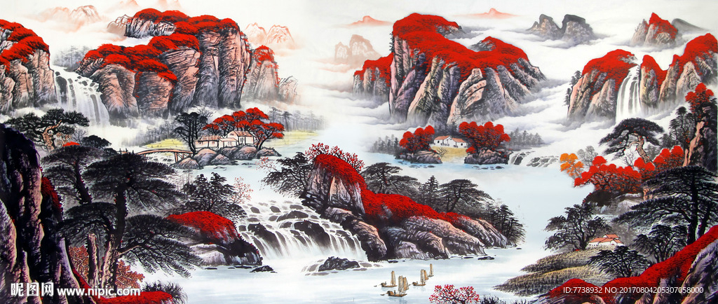 流水生财国画