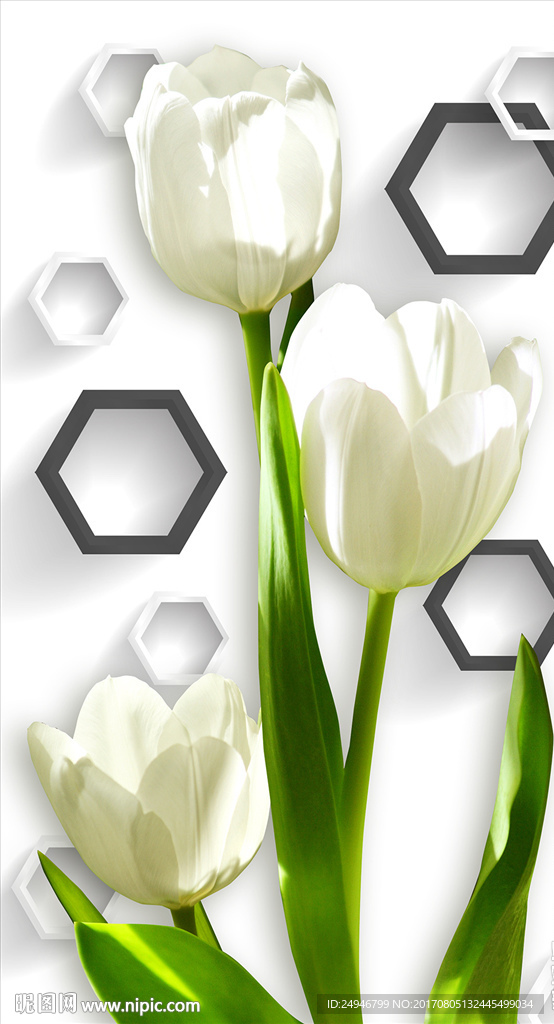 3D时尚百合花玄关背景墙