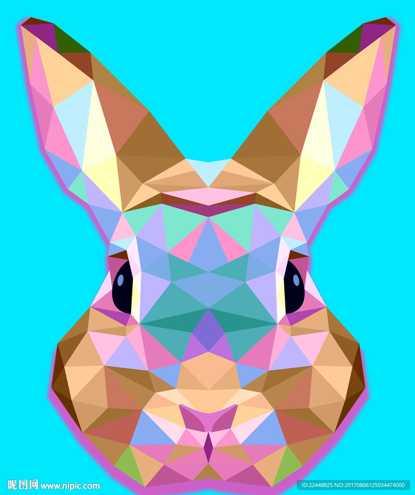 创意几何多边形彩色兔子图片