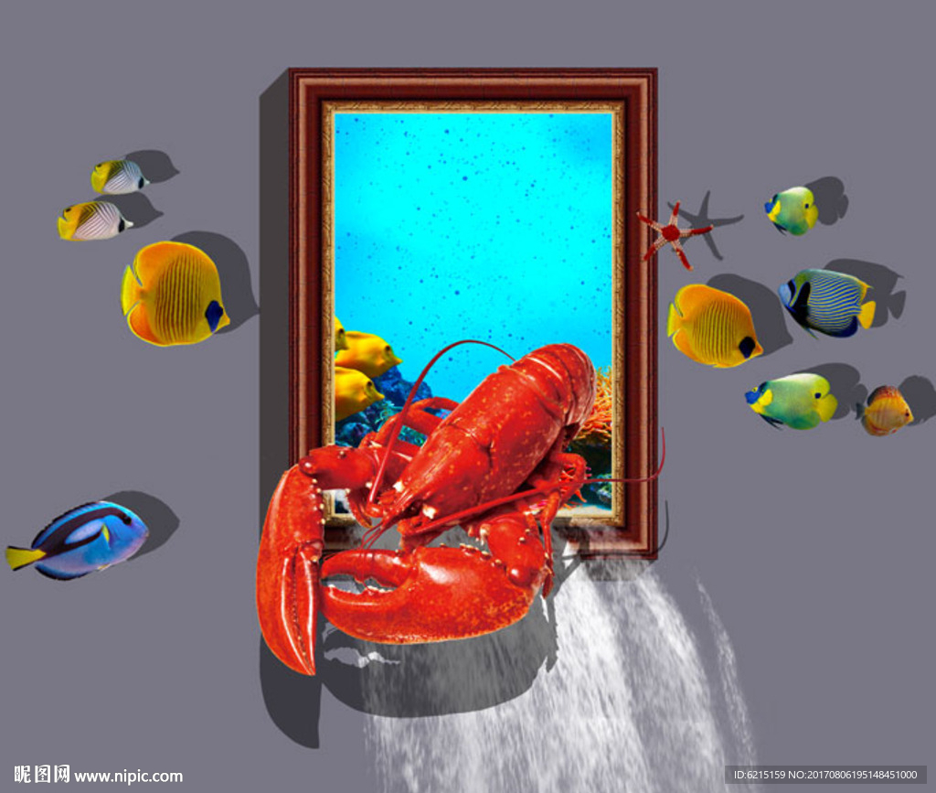 3D小龙虾立体画