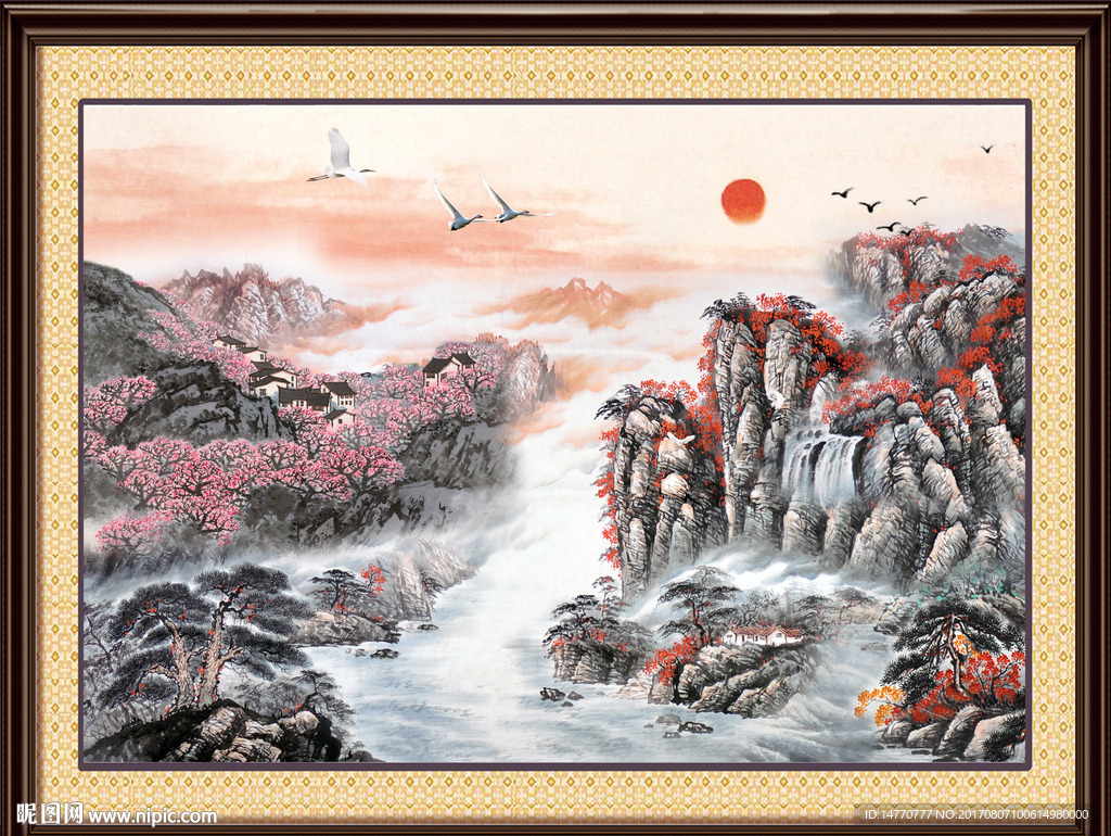 巨幅山水画 旭日