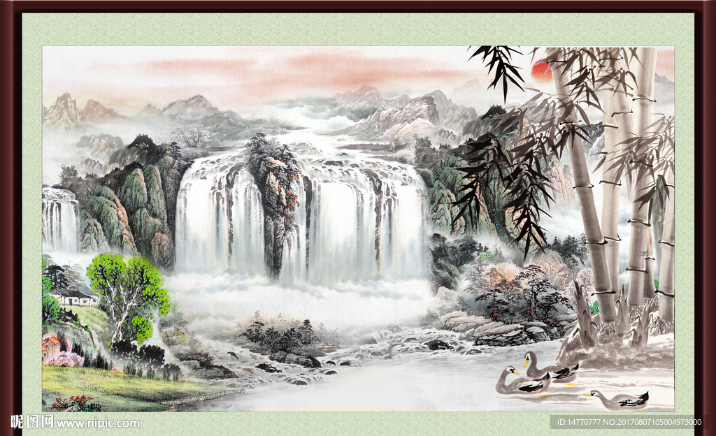 山水国画竹子