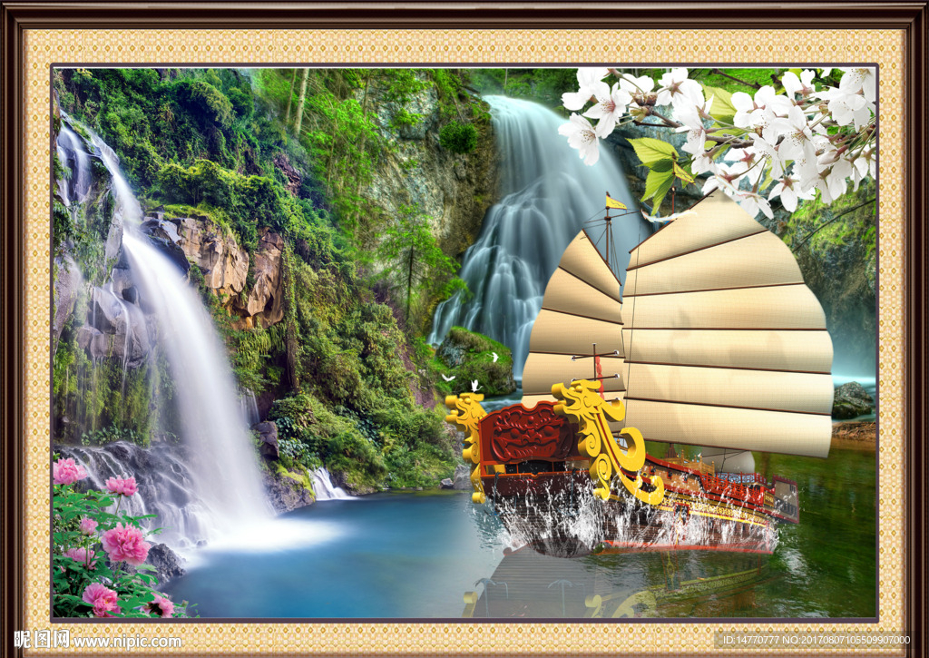 山水风景 一帆风顺