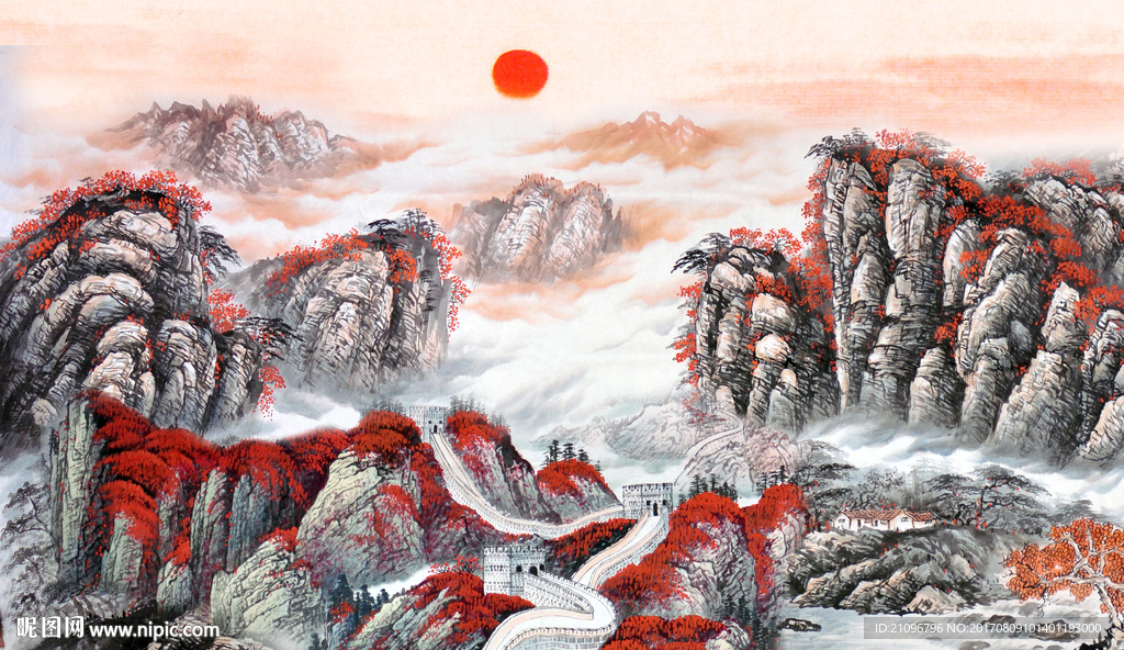 山水国画背景墙