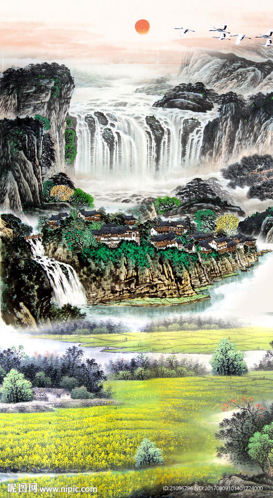 3d玄关山水国画